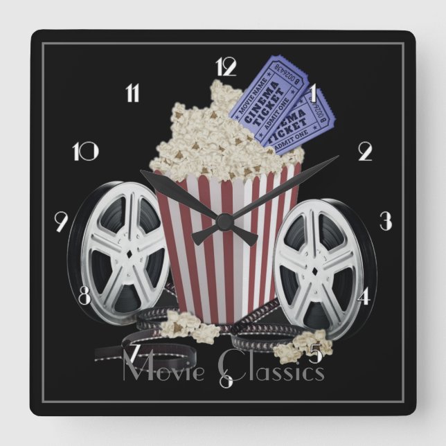 Movie Classics Square Wall Clock (Front)