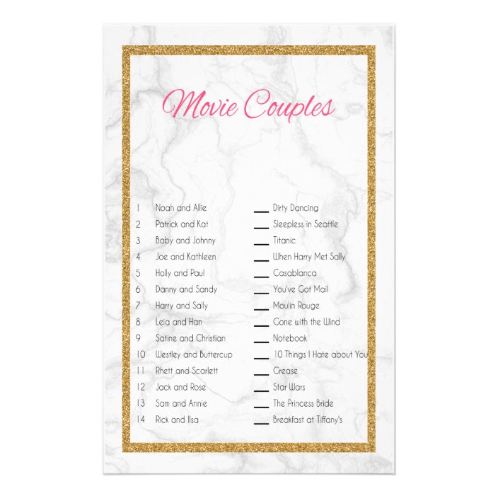 Movie Couple Matching Bridal Shower Game Stationery Zazzle Com