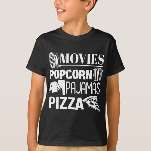 Movie Decor Movies Popcorn Pajamas Pizza Movie Nig T_Shirt