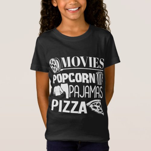 Movie Decor Movies Popcorn Pajamas Pizza Movie Nig T_Shirt