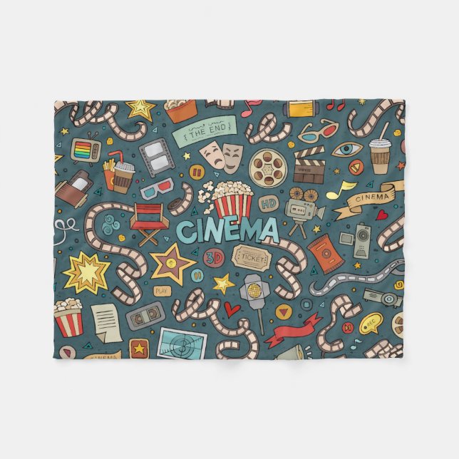 Movie Fan Cinema Theater Design Fleece Blanket (Front (Horizontal))