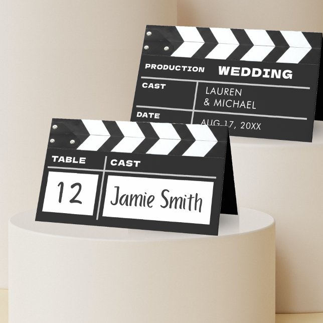 Movie Film Clap Board Wedding Reception Table Place Card (Creator Uploaded)