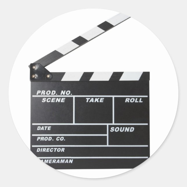 movie film clapperboard classic round sticker (Front)