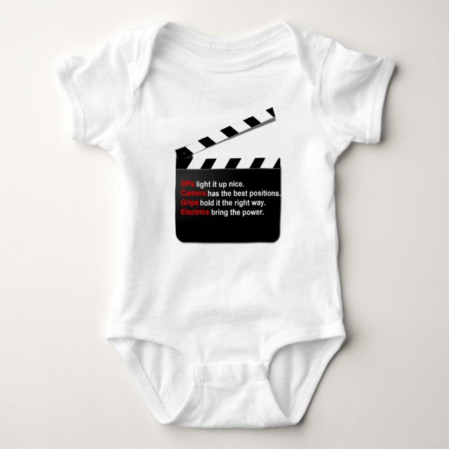 Movie Film Crew Direct the Tot to the Lot Baby Bodysuit (Front)