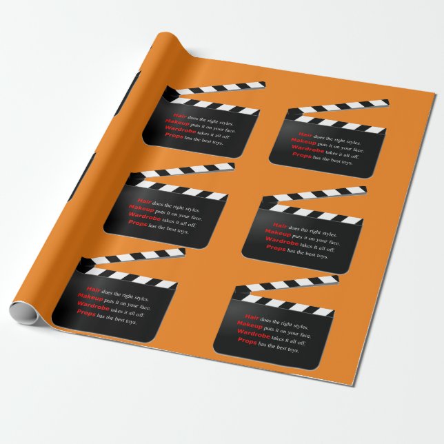 Movie Film Crew Wrap up the Hair and Makeup Wrapping Paper (Unrolled)