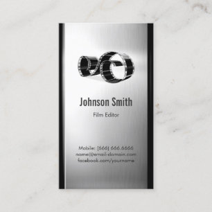 Movie Film Editor - Brushed Stainless Steel Metal Business Card
