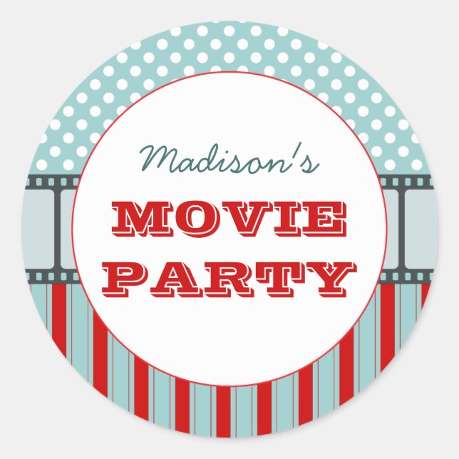 Movie Film Personalized Party Sticker (Front)