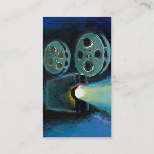 Movie film projector colorful expressive art business card