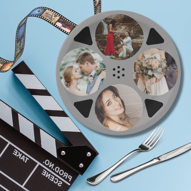 Movie Film Reel Round Photo Wedding Paper Plates (Creator Uploaded)