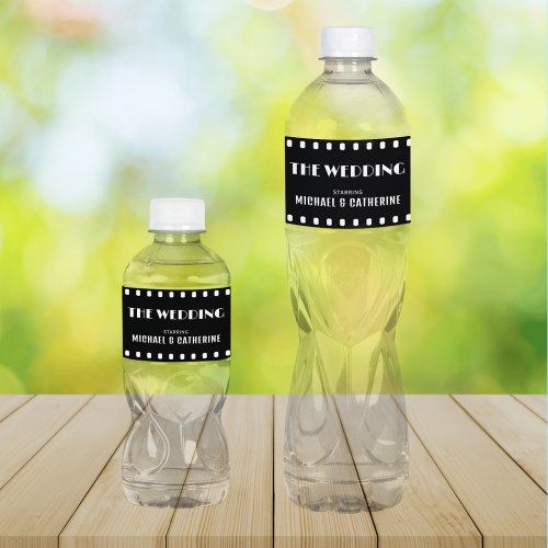 Movie Film Reel Unique Black Water Bottle Label