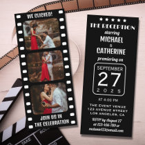 Movie Film Strip Black And White Cinema Wedding Invitation