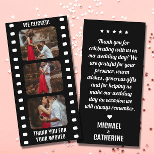 Movie Film Strip Black And White Cinema Wedding Thank You Card