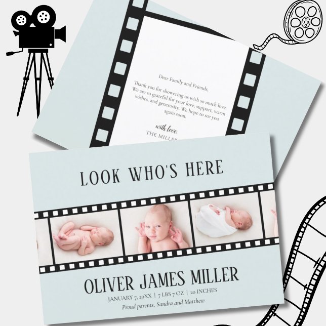 Movie Film Strip Photo Collage Birth Announcement (Creator Uploaded)