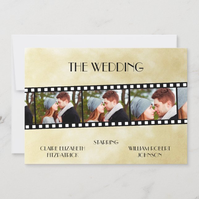 Movie Film Strip Photo Collage Save the Date Card (Front)