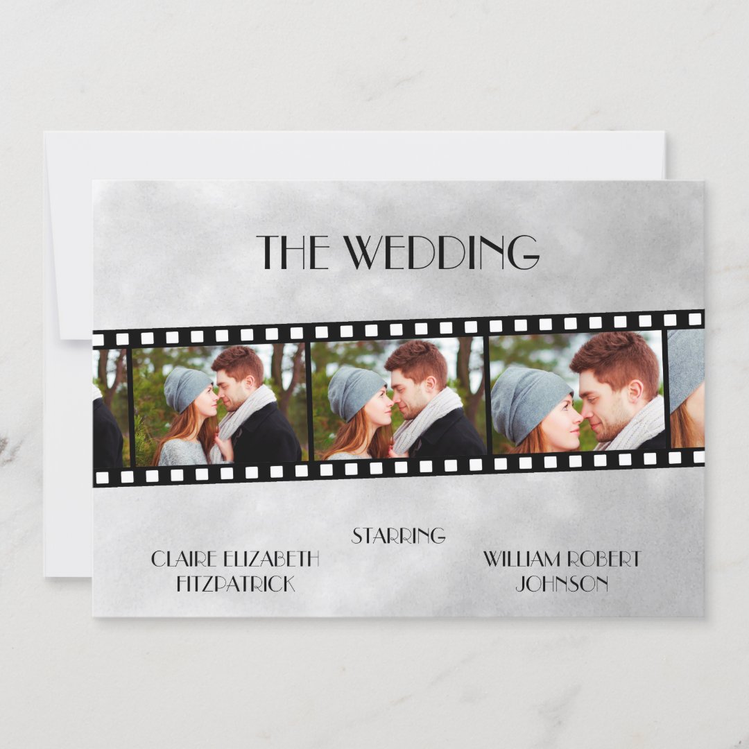 Movie Film Strip Photo Collage Wedding Invitation Zazzle