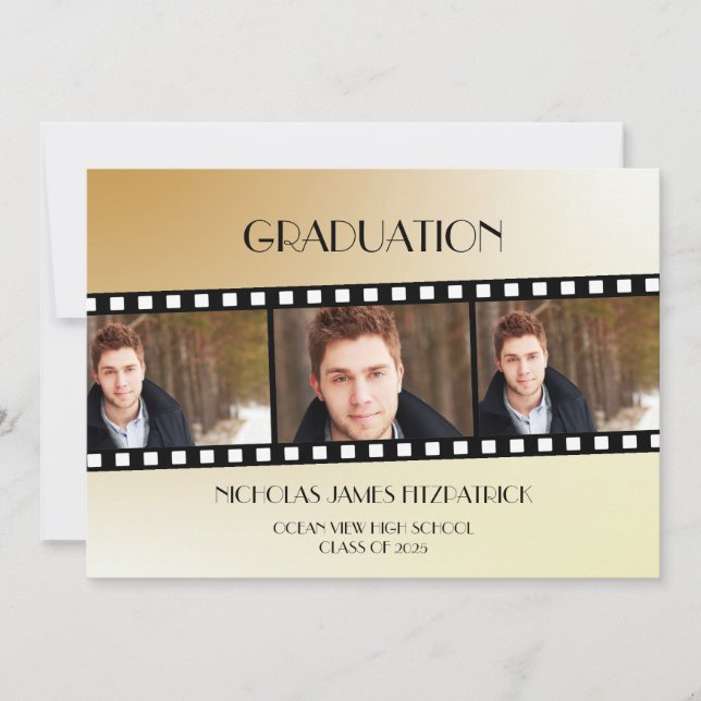 Movie Film Strip Photo Graduation Announcement (Front)