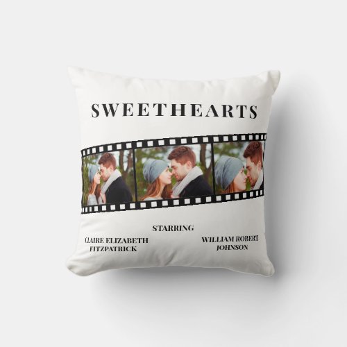 Movie Film Strip Photo Valentines Day Gift Throw Pillow