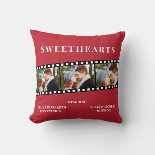 Movie Film Strip Photo Valentines Day Gift Throw Pillow