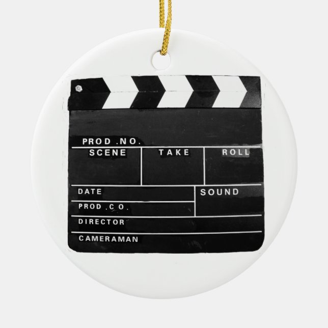 movie film video makers Clapper board design Ceramic Ornament (Front)