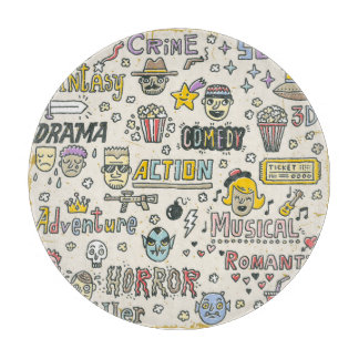 Movie Genres: TV Shows Doodle Set Cutting Board