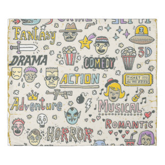 Movie Genres: TV Shows Doodle Set Duvet Cover