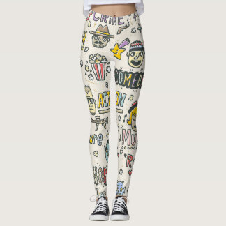 Movie Genres: TV Shows Doodle Set Leggings