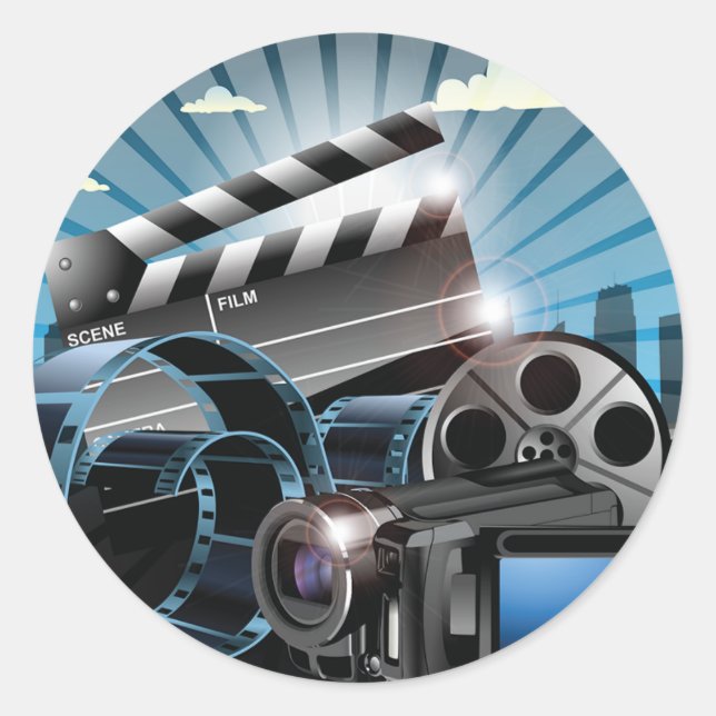 Movie Industry Classic Round Sticker (Front)