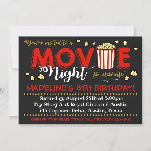Movie Invitation  Movie Birthday  Movie Invite