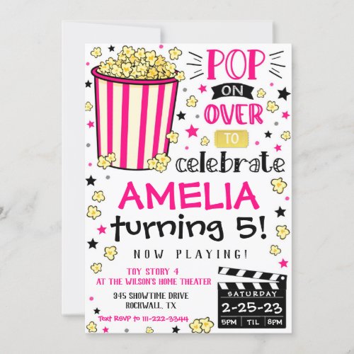 Movie Invitation Movie Birthday Party Theater