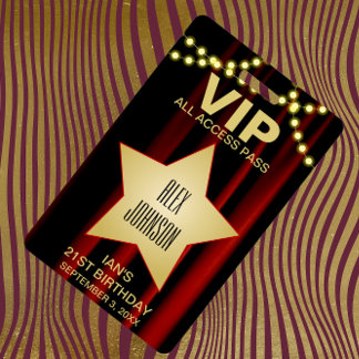 Movie Lights Gold Star Hollywood VIP Pass Badge