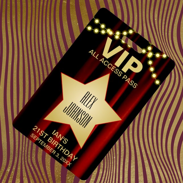 Movie Lights Gold Star Hollywood VIP Pass Badge (Creator Uploaded)