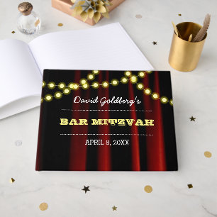 Movie Lights Yellow Bar Mitzvah Guest Book