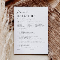 Movie Love Quotes Bridal Shower Game Activity Card