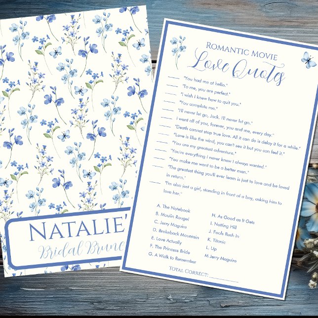 Movie Love Quotes Floral Bridal Shower Game (Creator Uploaded)
