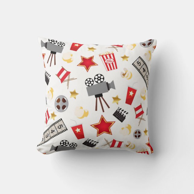 Movie Lover Pattern Throw Pillow (Front)