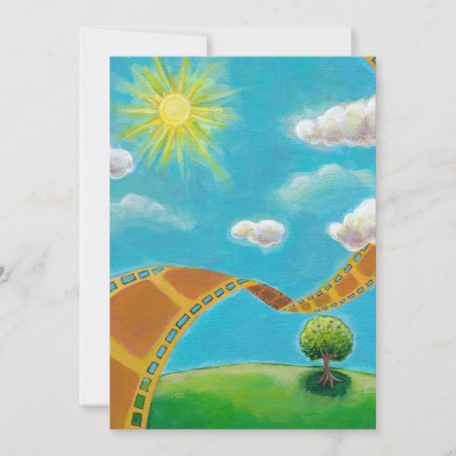 Movie lovers fun unique art film strip landscapes announcement