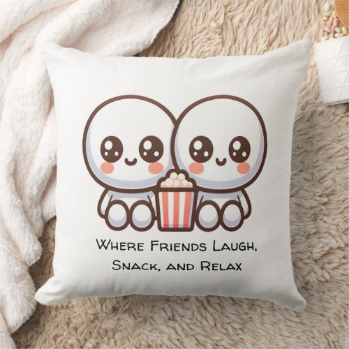 Movie Magic Where Friends Laugh Snack and Relax Throw Pillow