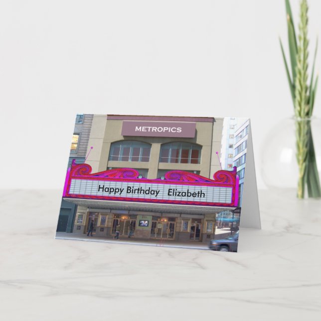 Movie Marquee Birthday Card  personalize it (Front)