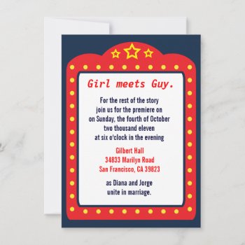 Movie Marquee Theater Wedding Invitation by youreinvited at Zazzle