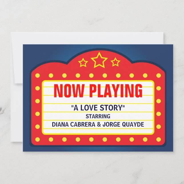 Movie Marquee Themed Wedding Party Invitation (Front)
