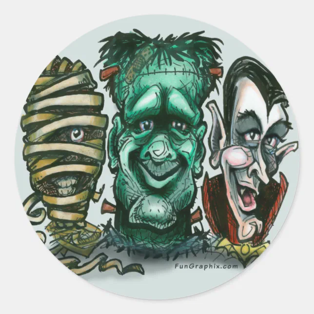 Movie Monsters Classic Round Sticker | Zazzle