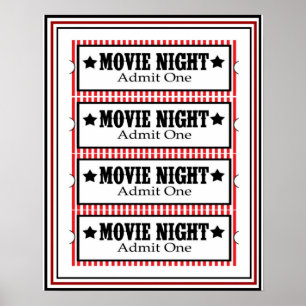 Movie Night Admit One Poster 16 x 20