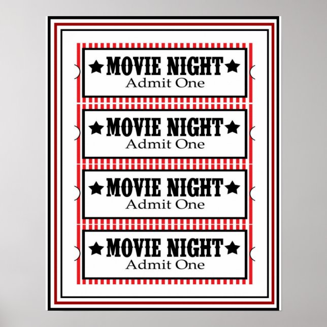 Movie Night Admit One Poster 16 x 20 (Front)