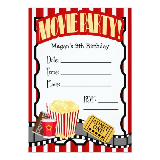 MOVIE NIGHT ANY OCCASION FILL-IN PARTY INVITATION | Zazzle.com