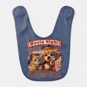 Movie Night - Best Furry Friend - Cute Cat & Dog Baby Bib