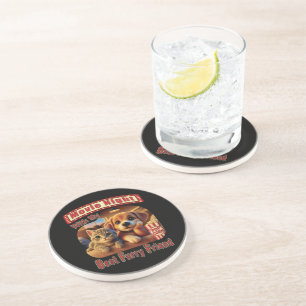 Movie Night - Best Furry Friend - Cute Cat & Dog Coaster