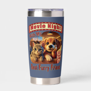 Movie Night - Best Furry Friend - Cute Cat & Dog Insulated Tumbler