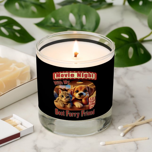 Movie Night - Best Furry Friend - Cute Cat & Dog Scented Candle (Lit)