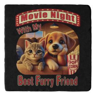 Movie Night - Best Furry Friend - Cute Cat & Dog Trivet