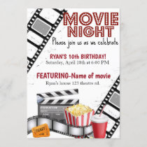 Movie night| Birthday|Cinema|Popcorn Invitation